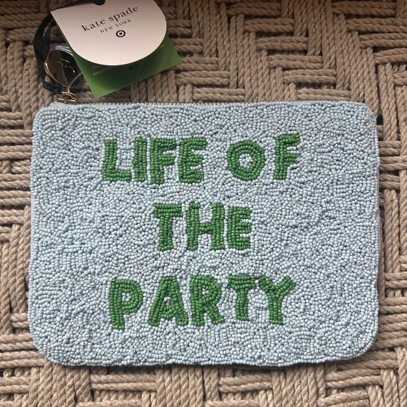 KATE SPADE x TARGET COLLABORATION Blue & Green Beaded Clutch NWT - Picture 5 of 12